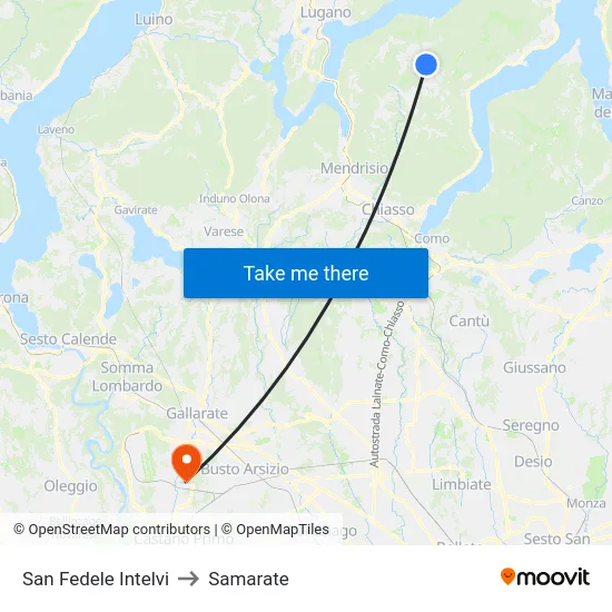 San Fedele Intelvi to Samarate map