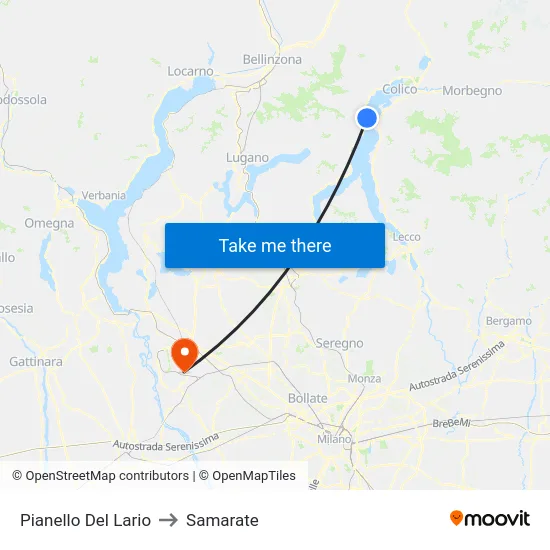 Pianello Del Lario to Samarate map