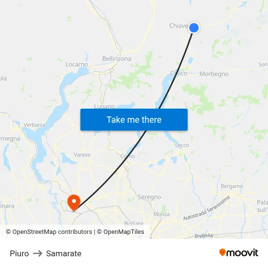 Piuro to Samarate map