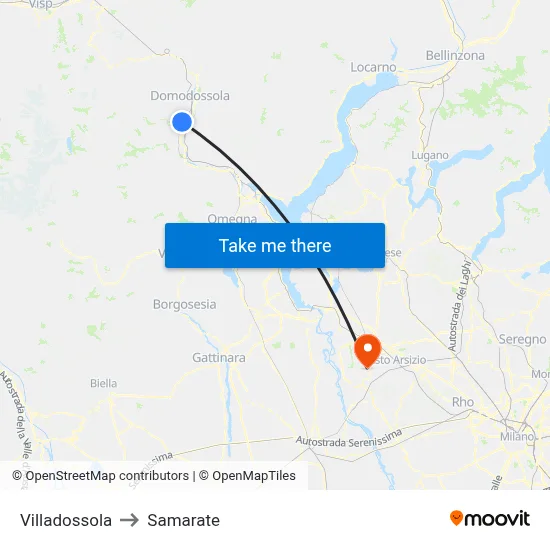 Villadossola to Samarate map