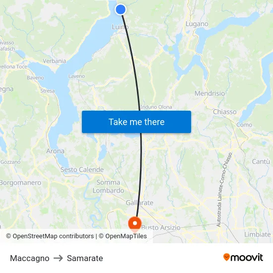 Maccagno to Samarate map
