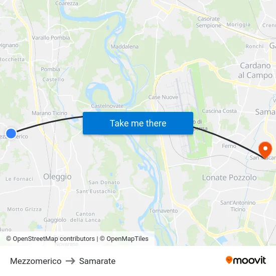 Mezzomerico to Samarate map
