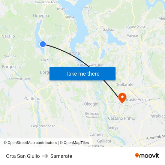 Orta San Giulio to Samarate map