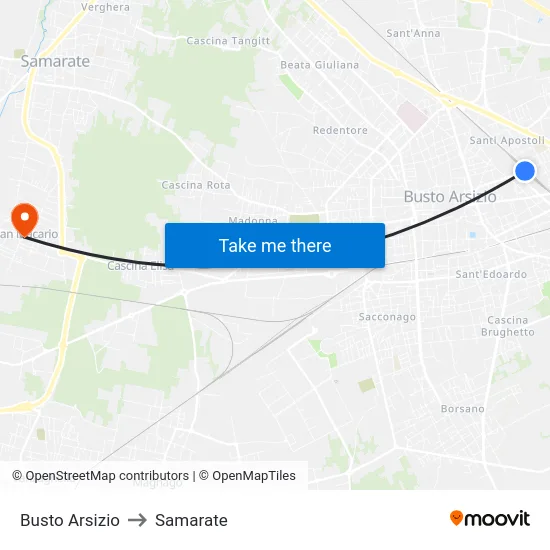 Busto Arsizio to Samarate map