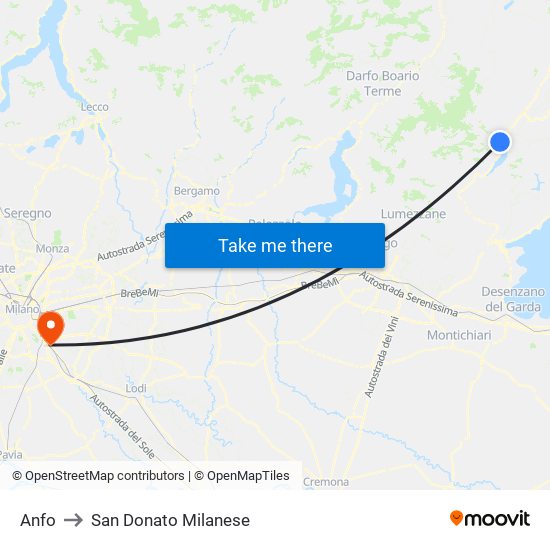Anfo to San Donato Milanese map