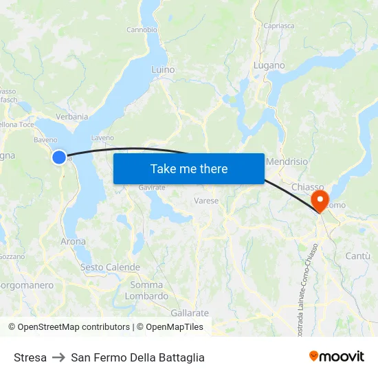 Stresa to San Fermo Della Battaglia map