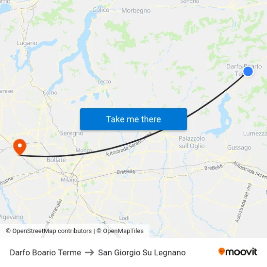 Darfo Boario Terme to San Giorgio Su Legnano map