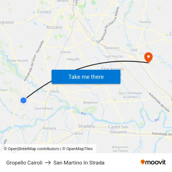 Gropello Cairoli to San Martino In Strada map