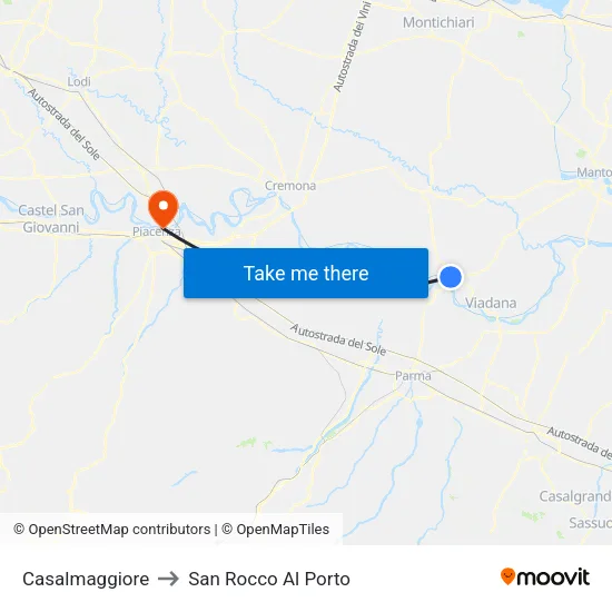 Casalmaggiore to San Rocco Al Porto map