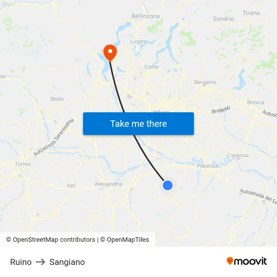 Ruino to Sangiano map