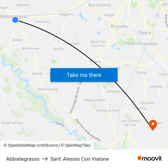 Abbiategrasso to Sant' Alessio Con Vialone map