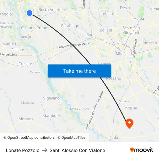 Lonate Pozzolo to Sant' Alessio Con Vialone map