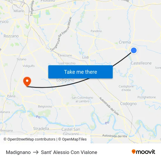 Madignano to Sant' Alessio Con Vialone map