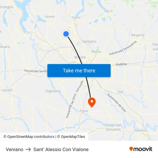 Veniano to Sant'Alessio con Vialone map