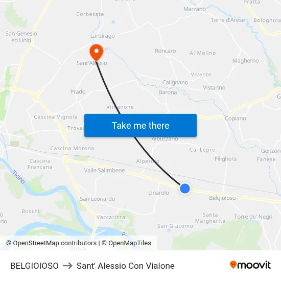 BELGIOIOSO to Sant' Alessio Con Vialone map