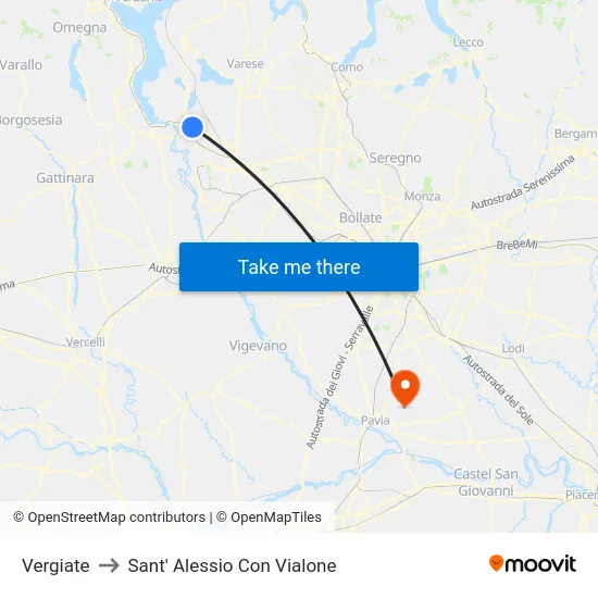 Vergiate to Sant' Alessio Con Vialone map