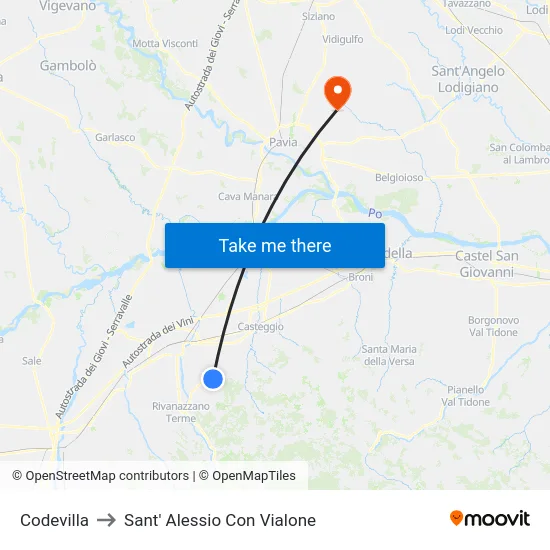 Codevilla to Sant' Alessio Con Vialone map