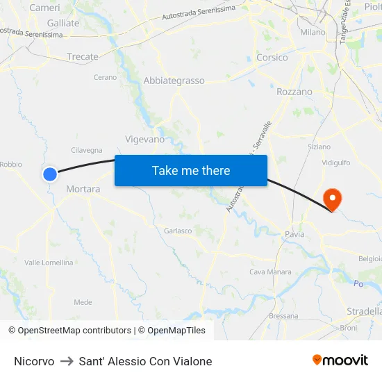Nicorvo to Sant' Alessio Con Vialone map