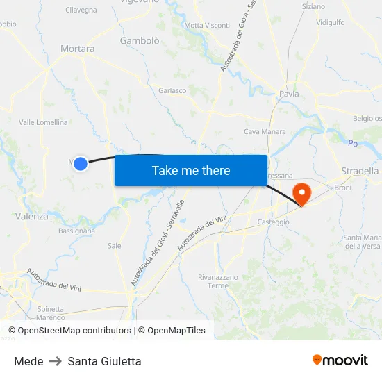 Mede to Santa Giuletta map