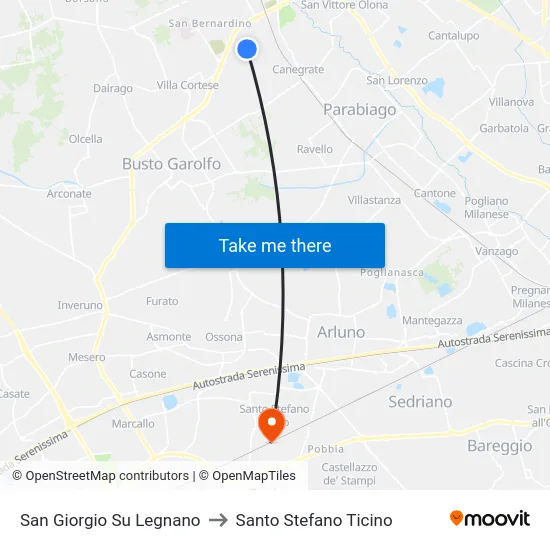 San Giorgio Su Legnano to Santo Stefano Ticino map