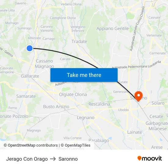 Jerago con Orago to Saronno map