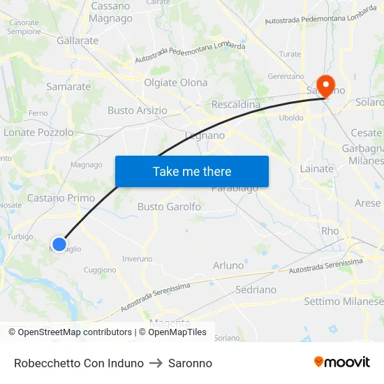 Robecchetto Con Induno to Saronno map