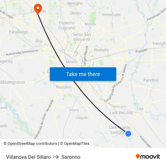 Villanova Del Sillaro to Saronno map