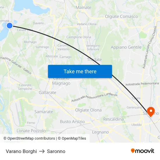 Varano Borghi to Saronno map