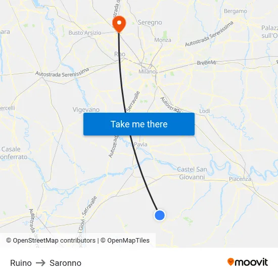 Ruino to Saronno map