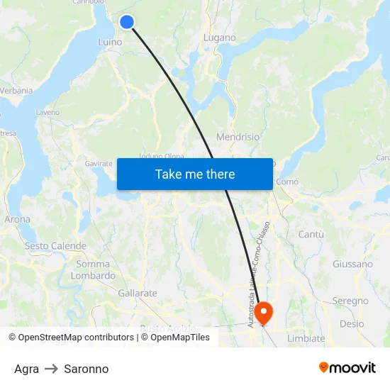 Agra to Saronno map