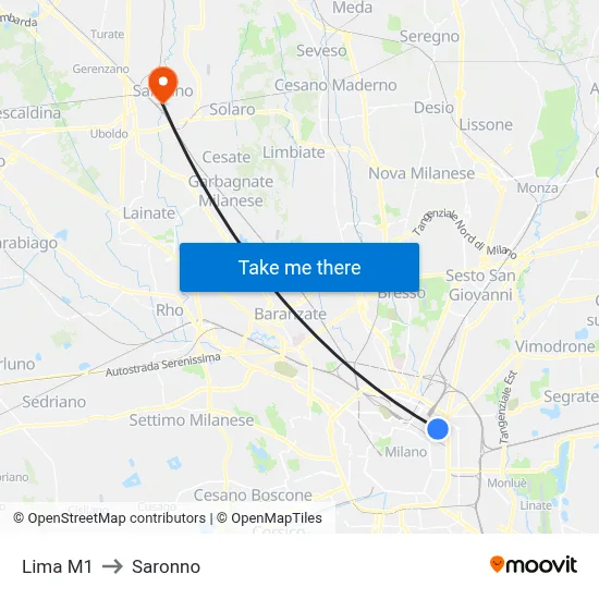 Lima M1 to Saronno map