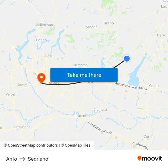 Anfo to Sedriano map