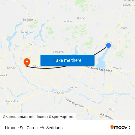 Limone Sul Garda to Sedriano map