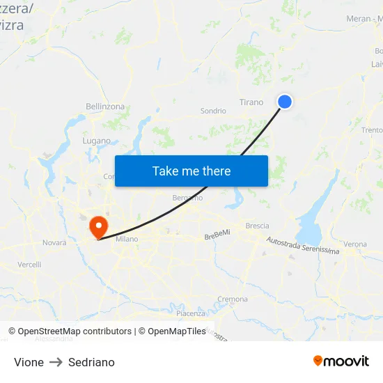 Vione to Sedriano map