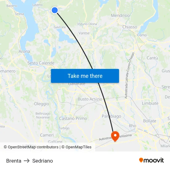 Brenta to Sedriano map