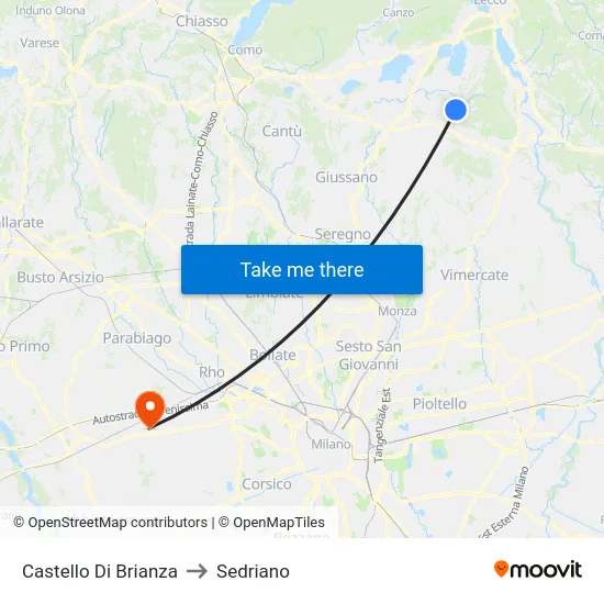 Castello Di Brianza to Sedriano map