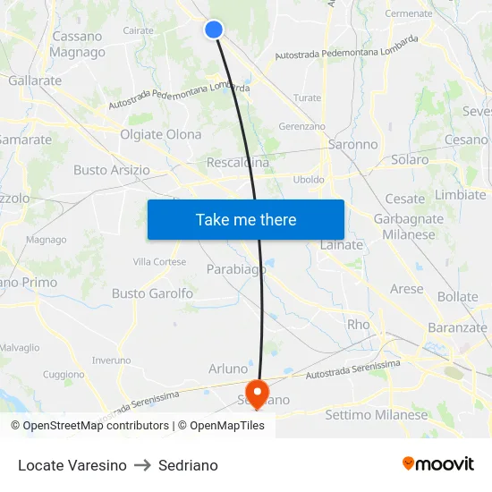 Locate Varesino to Sedriano map