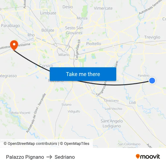 Palazzo Pignano to Sedriano map