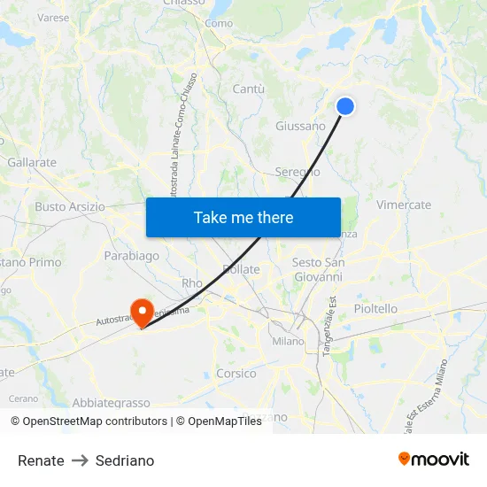 Renate to Sedriano map