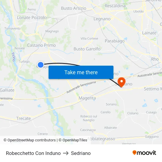 Robecchetto Con Induno to Sedriano map