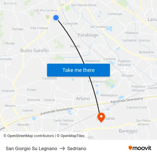 San Giorgio Su Legnano to Sedriano map