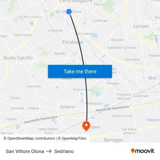 San Vittore Olona to Sedriano map
