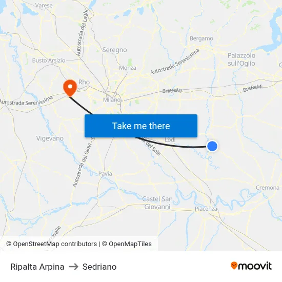 Ripalta Arpina to Sedriano map