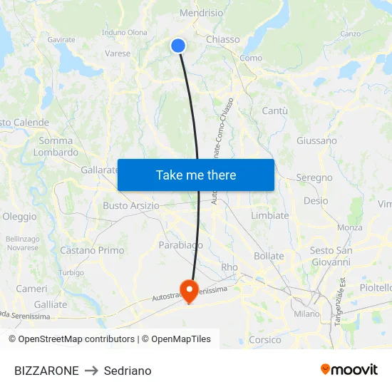 BIZZARONE to Sedriano map
