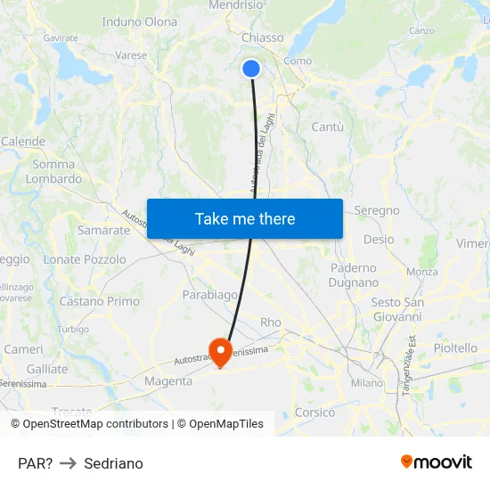 Parre to Sedriano map