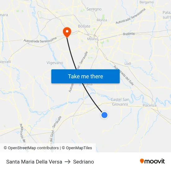 Santa Maria Della Versa to Sedriano map