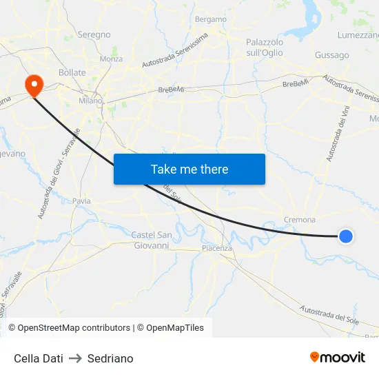 Cella Dati to Sedriano map
