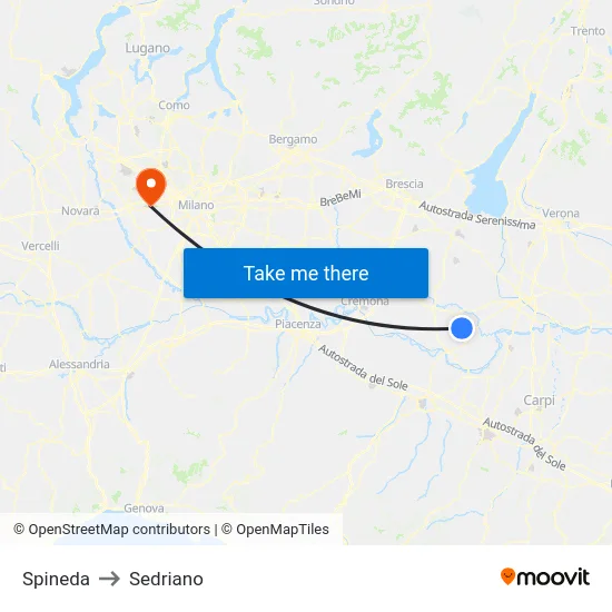 Spineda to Sedriano map