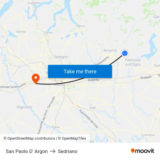San Paolo d'Argon to Sedriano map