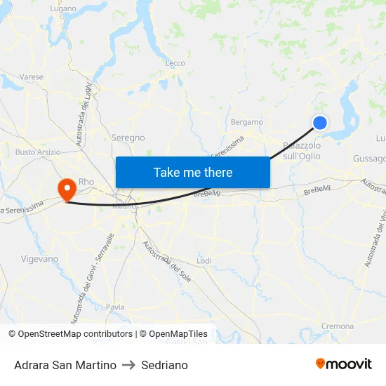 Adrara San Martino to Sedriano map